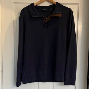 Men’s Tahari Navy and Brown Quarter-Zip  Lightweight Sweater Size M/L
